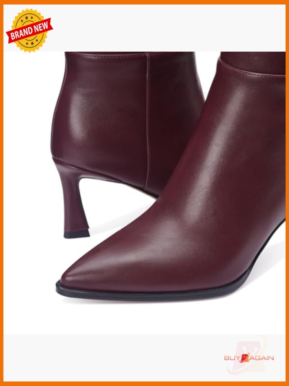 Knee High Stiletto Heel Boots Pointed Toe Side Zipper Faux Leather - Picture 5 of 7